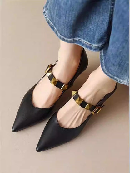 Orthopedic Balance Pointed-Toe Heels - Studded Strap Comfort