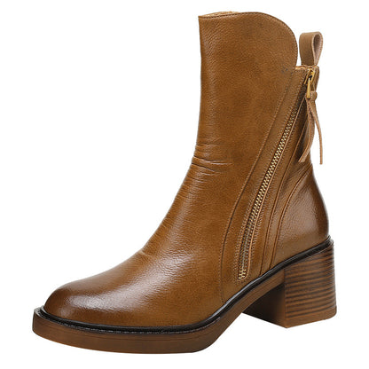 Megan | Classic Leather Block-Heel Orthopedic Ankle Boots