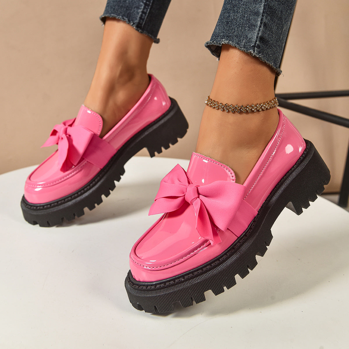 Orthopedic Balance Vintage Loafers With Bow - Unique Elegance