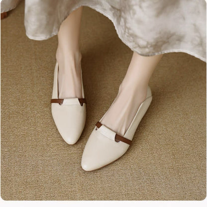 Orthopedic Balance Elegant Leather Strap Flats – Minimalist Comfort Everyday Shoes