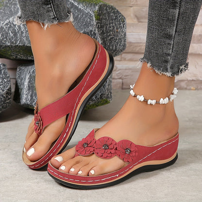 Gada | Women’s Orthopedic Floral Embellished Wedge Sandals