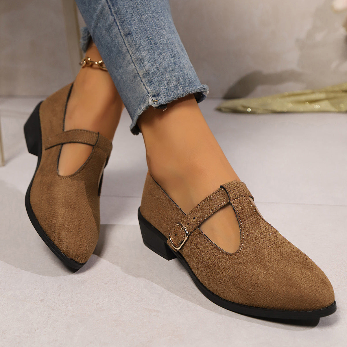 Orthopedic Balance Women's Pointed Toe Buckle Shoes
