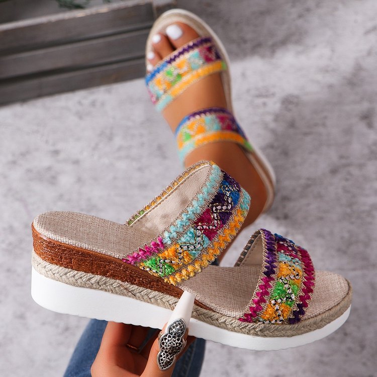 Orthopedic Balance Woven Sandals With A Wavy Pattern - Unique Ethnic Style