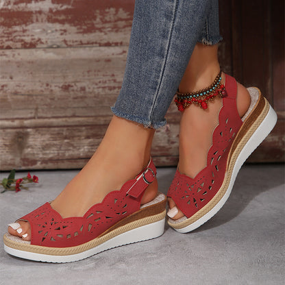 Orthopedic Balance Perforated Wedge Sandals