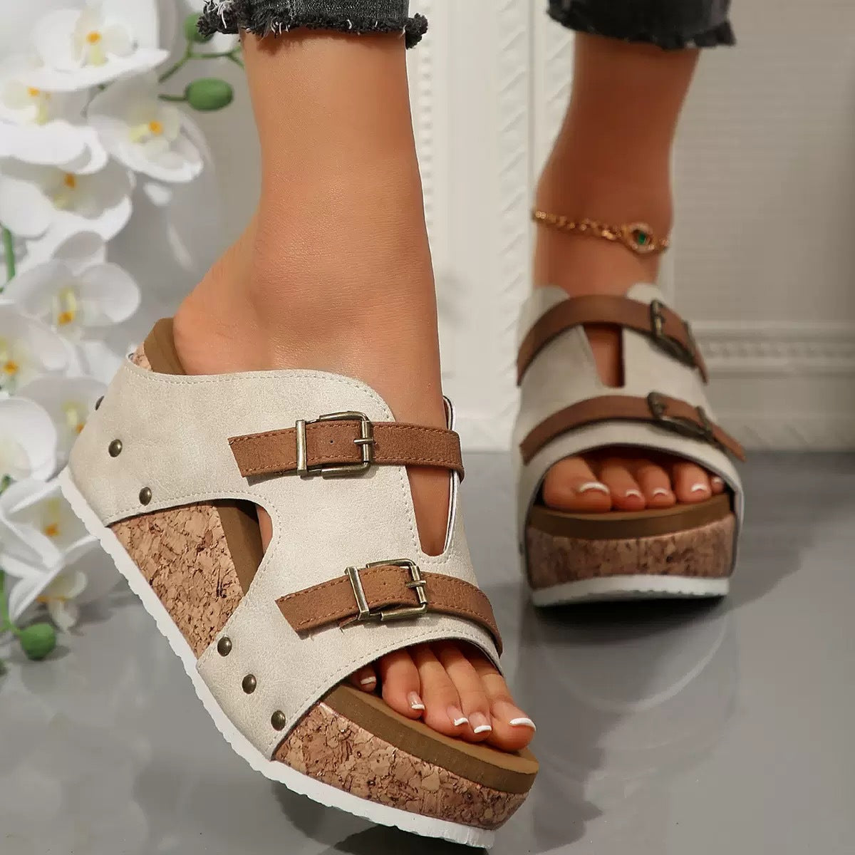 Orthopedic Balance Ins Buckle Chunky Heel Sandals - Unique Summer Elegance
