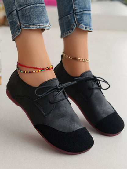 Orthopedic Balance Women’s Vintage Lace-Up Flats – Soft Comfort Casual Oxford Shoes