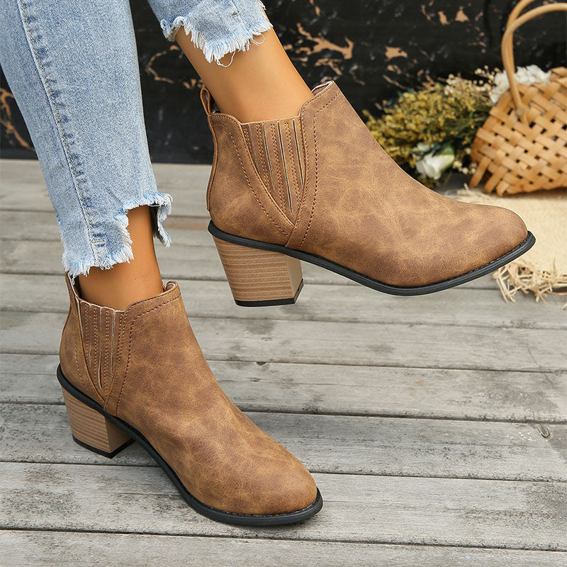 Orthopedic Balance Ankle Boots - Thick Heel Slip-On Comfort