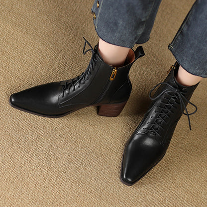 Orthopedic Balance Ankle Boots - Thick Heel Lace-Up Comfort