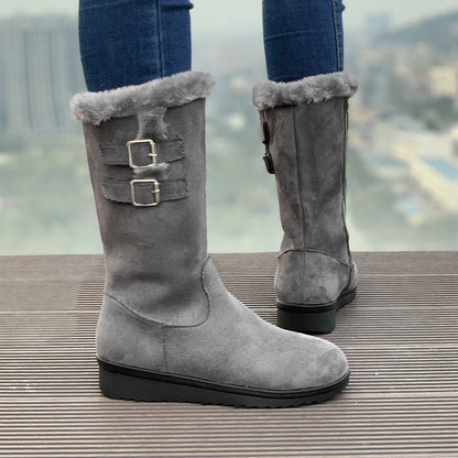 Minh | Faux-Fur Buckle Mid-Calf Winter Boots