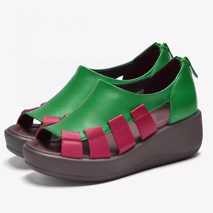 Zamira | Bold Colorblock Leather Wedge Sandals