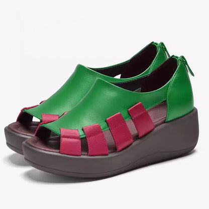 Zamira | Bold Colorblock Leather Wedge Sandals