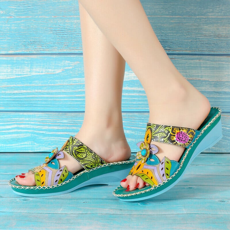 Ivory | Women’s Handcrafted Orthopedic Floral Slip-On Sandals