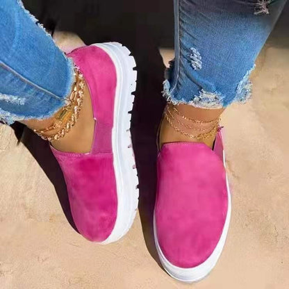 Orthopedic Balance Women’s Suede Slip-On Platform Sneakers – Lightweight Casual Comfort Shoes