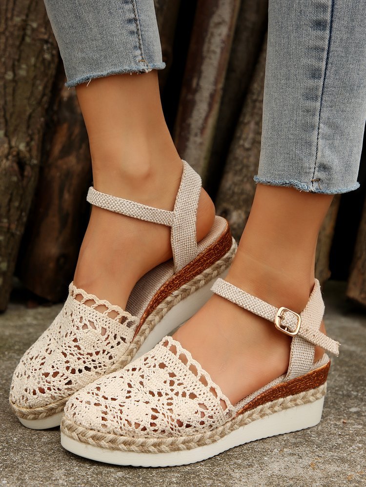 Orthopedic Balance | Crochet Slingback Espadrille Platform Sandals