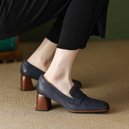 Orthopedic Balance Low-Cut Shoes With Thick, Square Heels - Unique Elegance