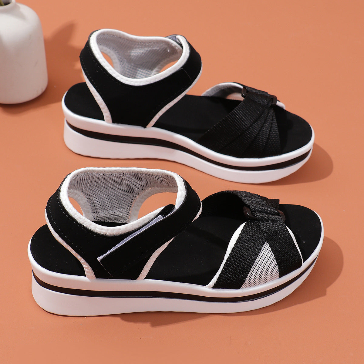 Orthopedic Balance Summer Mesh Sandals With Thick Sole And Velcro