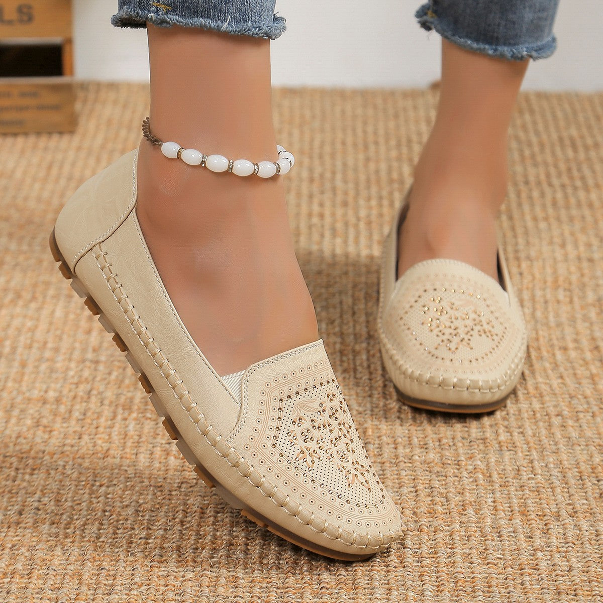 Orthopedic Balance Casual Gommino Handmade Shoes In Solid Color