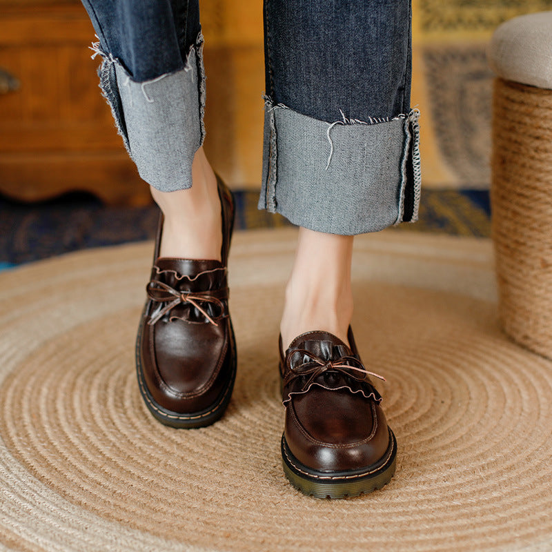 Orthopedic Balance Leather Loafers - Chunky Heel Comfort