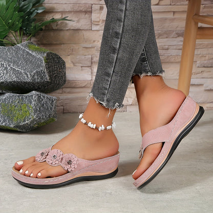 Gada | Women’s Orthopedic Floral Embellished Wedge Sandals