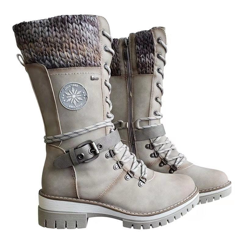 Makoto | Knit-Cuff Lace-Up Orthopedic Winter Boots