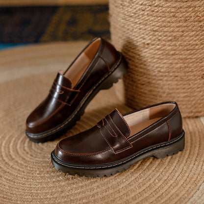 Orthopedic Balance Leather Loafers - Round Toe Low Heel