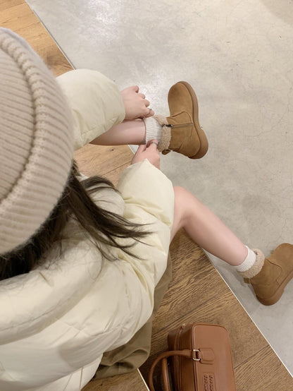 Lena | Fur-Cuff Suede Ankle Winter Boots