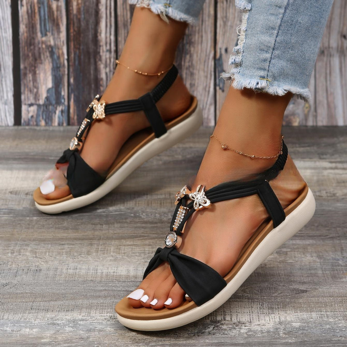 Orthopedic Balance Jewel Accent Comfort Sandals