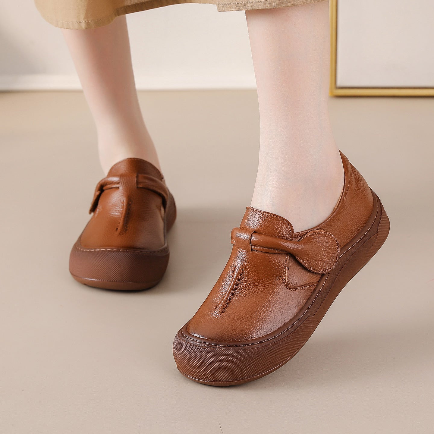 Orthopedic Balance Soft Leather Mother'S Shoes - Unique Vintage Comfort