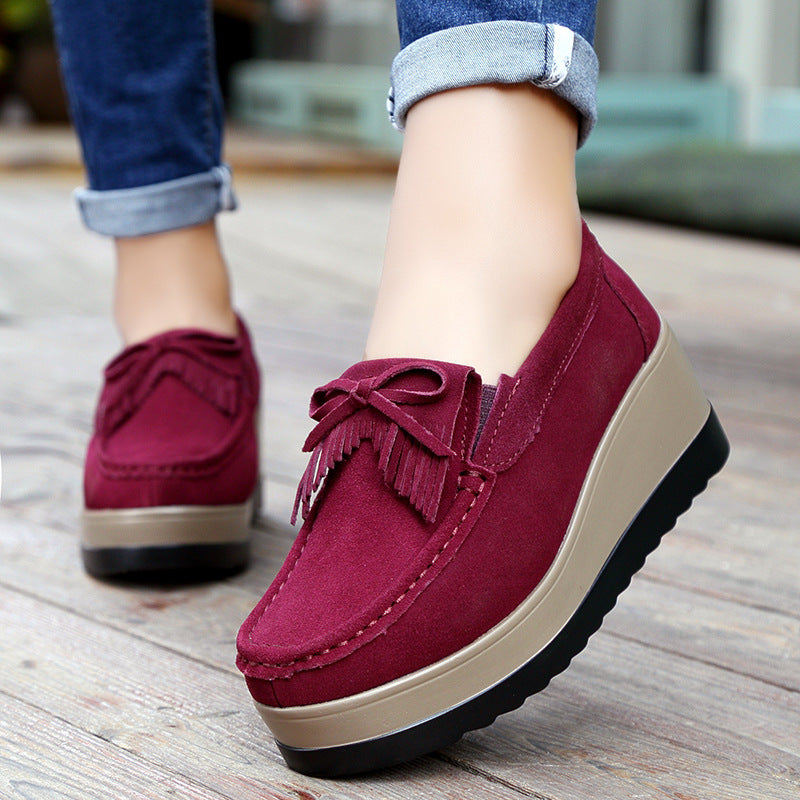 Orthopedic Balance Shoes With Fringe Bow Design - Comfort And Elegance