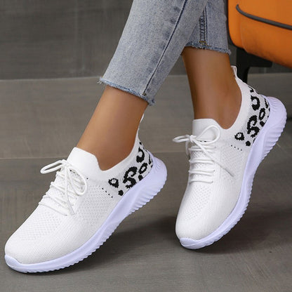 Orthopedic Balance White Leopard Print Sneakers - Unique And Stylish