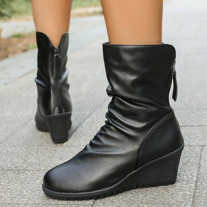 Orthopedic Balance Wedge Ankle Boots - Fur-Lined Comfort