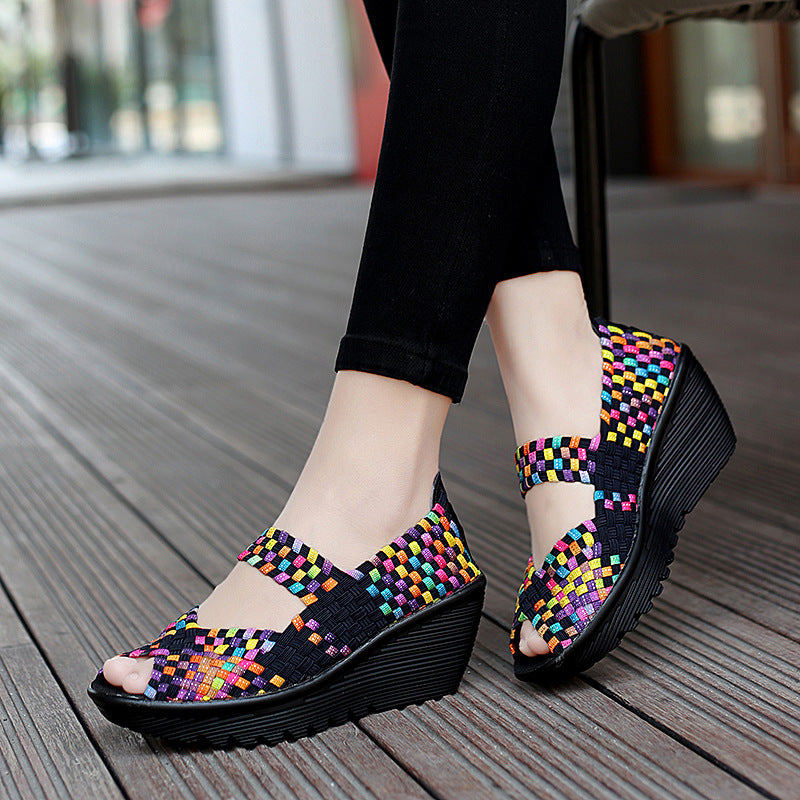Orthopedic Balance Breathable Printed Wedge Slip-On Flats
