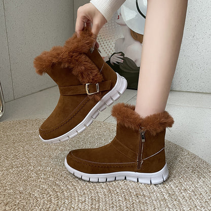 Anabelle |  Plush Ankle Boots With Buckle Design
