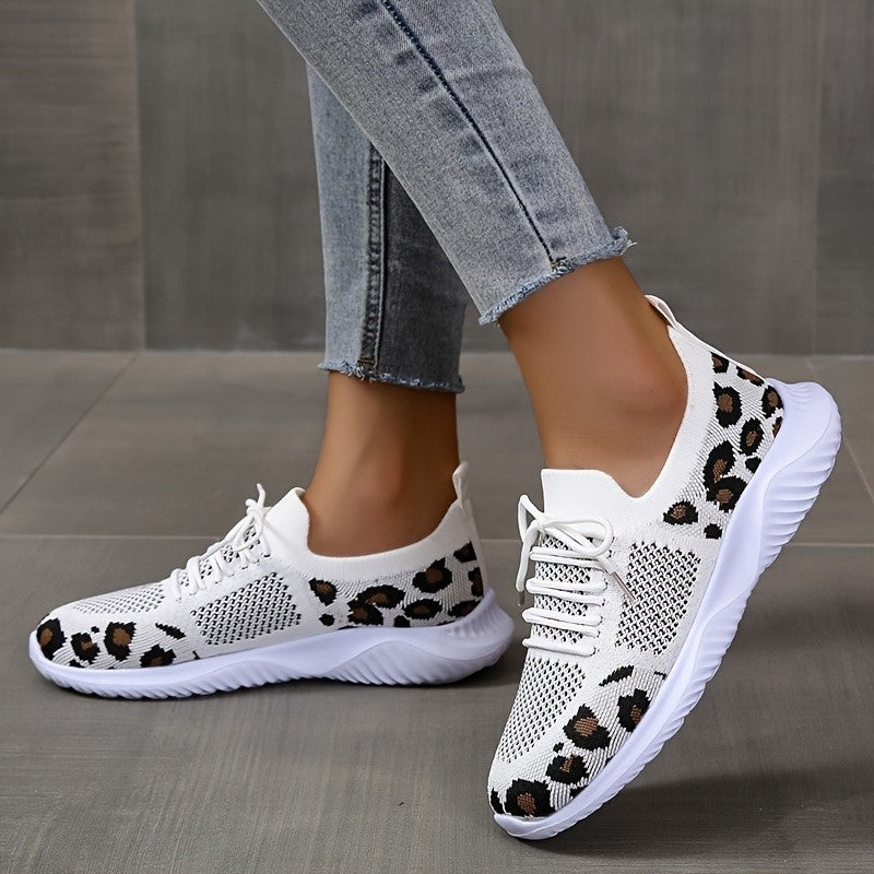 Orthopedic Balance White Leopard Print Sneakers - Unique And Stylish