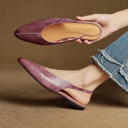 Orthopedic Balance Pointed Toe Slingback Flat Mules