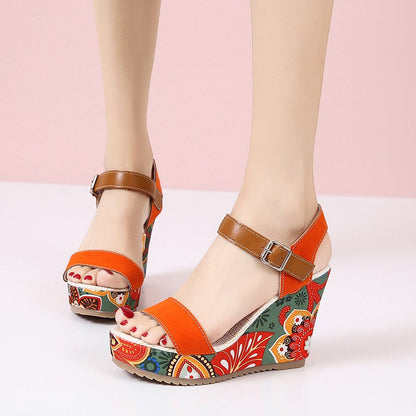 Orthopedic Balance Floral Embroidered High Heel Sandals - Unique Elegance