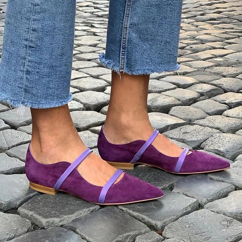 Orthopedic Balance Suede Shoes With Low Heels And Two Thin Bands