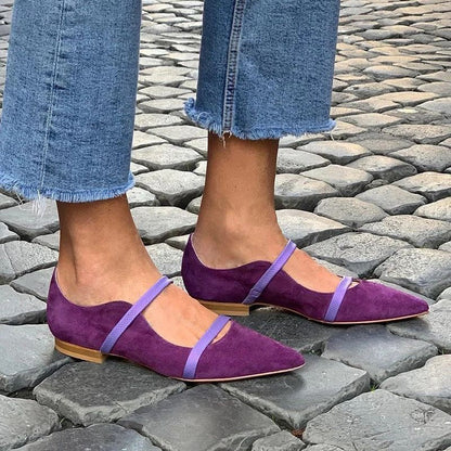 Orthopedic Balance Suede Shoes With Low Heels And Two Thin Bands