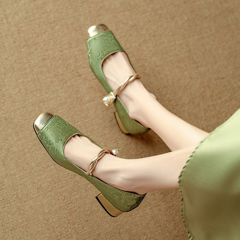 Orthopedic Balance | Square Toe Mary Jane Low Heel Flats