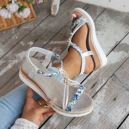 Orthopedic Balance Bohemian Beaded Platform Wedge Sandals