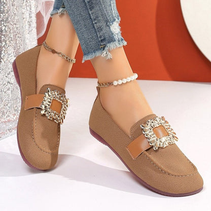 Orthopedic Balance | Crystal Buckle Slip-On Loafers