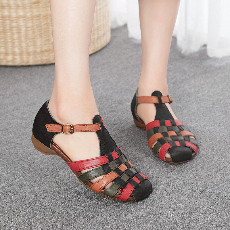 Orthopedic Balance Floral Cutout Flats – Vintage Handmade Comfort Shoes