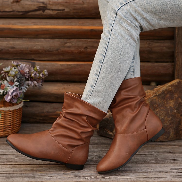 Orthopedic Balance Flat Boots - Slip-On Western Comfort