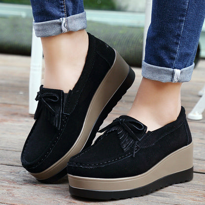 Orthopedic Balance Shoes With Fringe Bow Design - Comfort And Elegance
