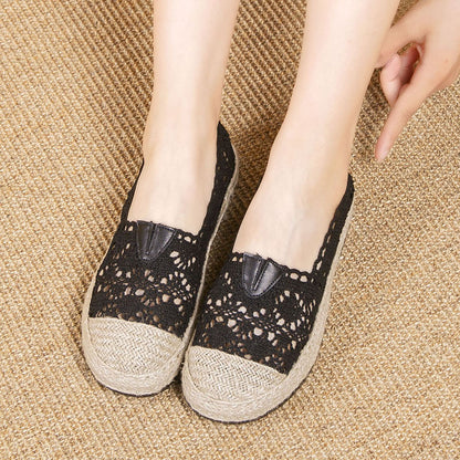 Orthopedic Balance Lace Crochet Espadrille Slip-On Flats