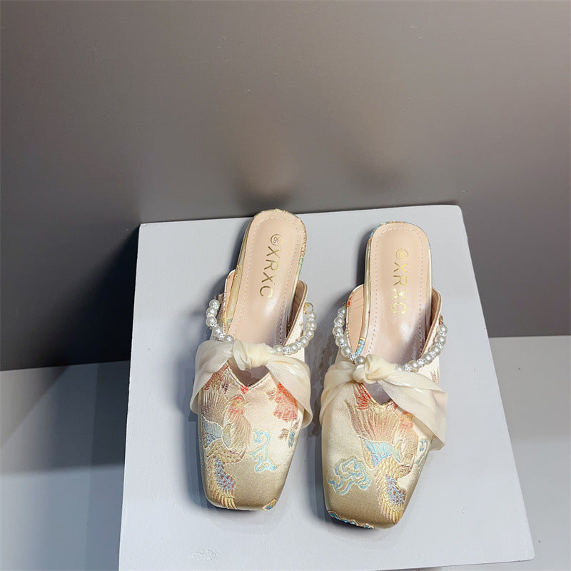 Orthopedic Balance Embroidered Slipper - Square Toe Comfort