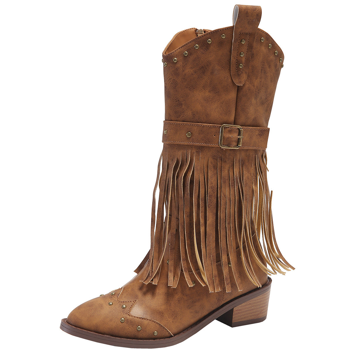 Laura | Western Fringe Mid-Calf Boots