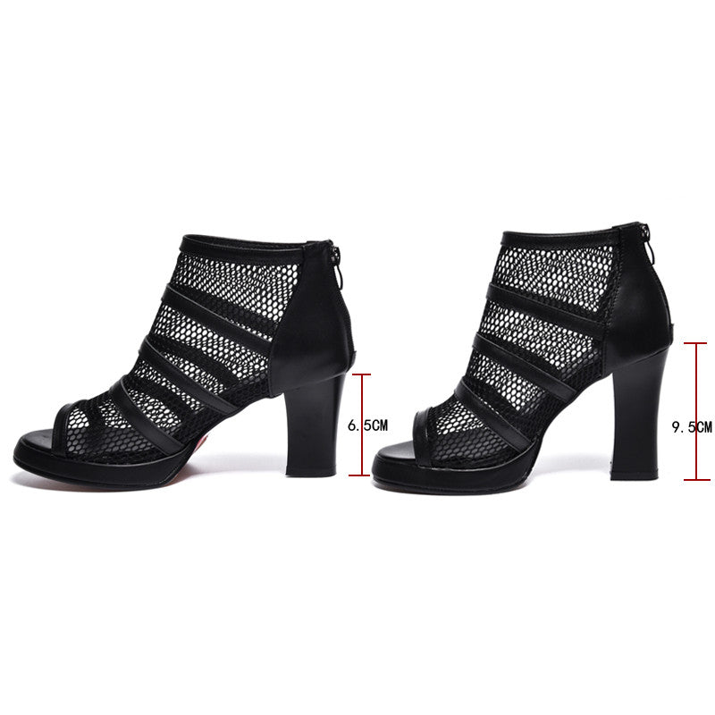 Aime | Breathable Mesh Block Heel Ankle Shoes