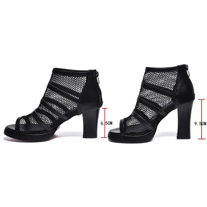 Aime | Breathable Mesh Block Heel Ankle Shoes