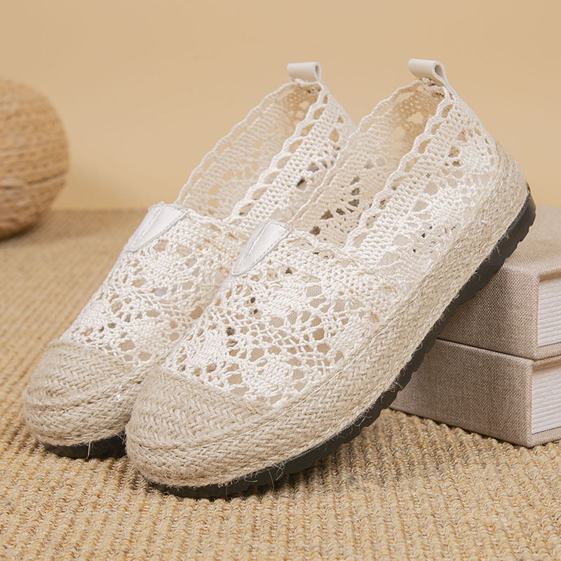 Orthopedic Balance Lace Crochet Espadrille Slip-On Flats